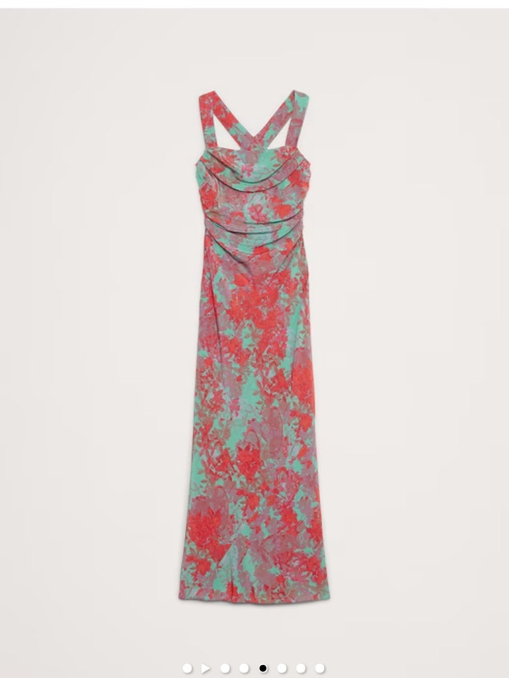 Banana republic NEW 18 Sleeveless Cowl Neck Floral Maxi Dress in Coral and Aqua - Picture 4 of 4